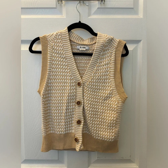 Re/Done Beige Cotton Vest xs - Picture 4 of 7